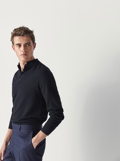 Massimo Dutti 00983409505-21 男士纹理长袖亨利衫