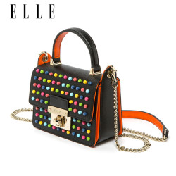 ELLE女包18年春夏新品80572小方包彩色铆钉