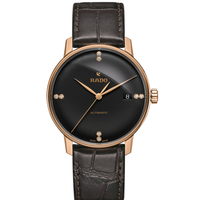 RADO 雷达 Coupole Classic 晶璨经典系列 R22861755 男士机械腕表 37.7mm 黑色 黑色 牛皮