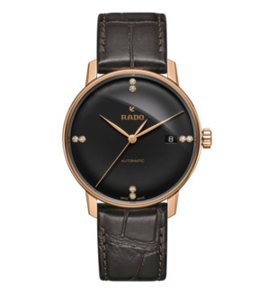 RADO 雷达 Coupole Classic 晶璨经典系列 R22861755 男士机械腕表 37.7mm 黑色 黑色 牛皮