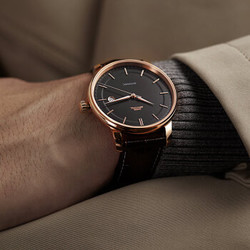北京手表 名筑系列自动机械表时尚休闲商务男士腕表 简约黑盘棕色皮带BG030012