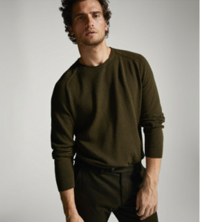 Massimo Dutti 00982409401 男款纹理针织衫 