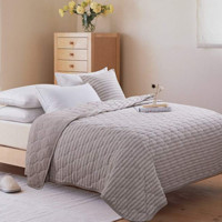 Jeanpop 简璞 天竺棉针织夏被 150*200cm 浅咖中条