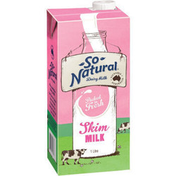 澳洲 澳伯顿(So Natural)原装进口牛奶 脱脂整箱纯牛奶 1Lx12箱装 *3件