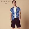 sandro C11251S 男士棕榈树花纹翻领短袖衬衫
