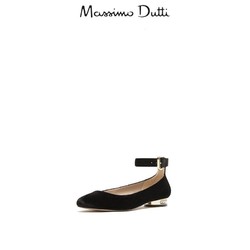 春夏折扣 Massimo Dutti 女鞋 黑色天鹅绒芭蕾鞋 16689221800