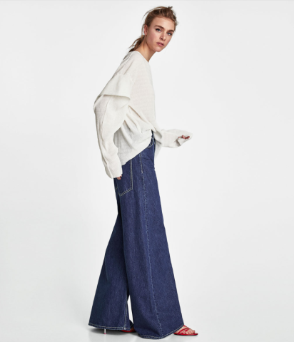 ZARA 00264157251 V领带褶T恤