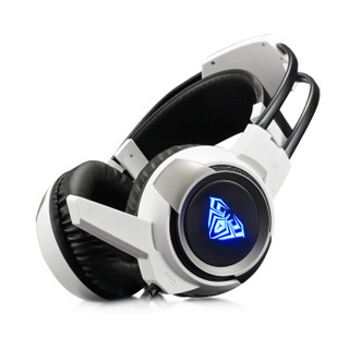 AULA 狼蛛 魔瞳 头戴式7.1立体声游戏耳机 (白色、蓝光)