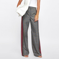 ZARA 02062636707 女士带饰格子裤