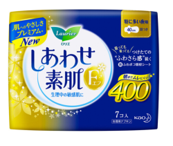 花王乐而雅(laurier)F透气棉柔 纤巧超特长夜用护翼型进口卫生巾40cm7片(新老包装随机发货) *7件