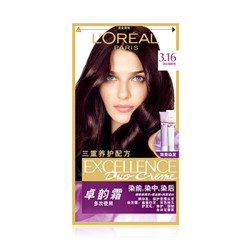 欧莱雅（LOREAL）卓韵霜染发霜3.16号（深红褐棕色染发剂 遮白不伤发染发膏） *3件