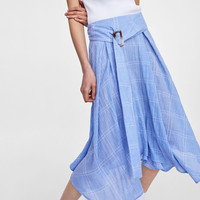 ZARA 05315040402 女士配腰带格子裙
