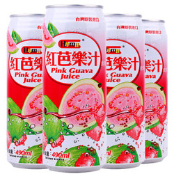 Hamu 台湾产 红番石榴汁（红芭乐汁）饮料 490ml x4罐 *2件