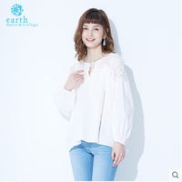 earth music&ecology 18181A90090 蕾丝镂空套头衫女