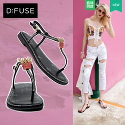 D：Fuse/迪芙斯2018新款夹脚凉鞋女dfuse夏夹趾平底鞋DF82115378