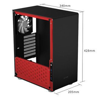 JONSBO 乔思伯 U4 黑红 ATX机箱（单侧透）