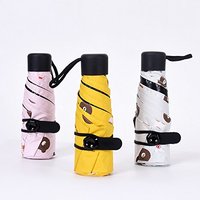  米良品 五折小熊黑胶口袋伞 黄色