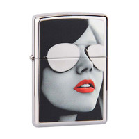 ZIPPO 之宝 墨镜红唇美女 打火机