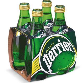 法国进口perrier/巴黎水充气天然矿泉水原味330ml*4瓶