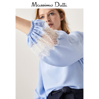 Massimo Dutti 05123521400 女士蕾丝镶饰方格纹罩衫 38
