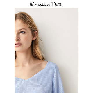 Massimo Dutti 05123521400 女士蕾丝镶饰方格纹罩衫 34