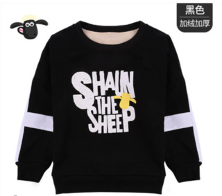 Shaun the Sheep 小羊肖恩 儿童春秋卡通卫衣 2W173110加绒加厚黑色 140cm