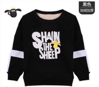 Shaun the Sheep 小羊肖恩 儿童春秋卡通卫衣 2W173110加绒加厚黑色 120cm