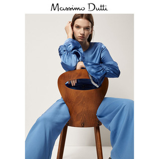 Massimo Dutti 05171689420 女士荷叶边饰丝质罩衫 42