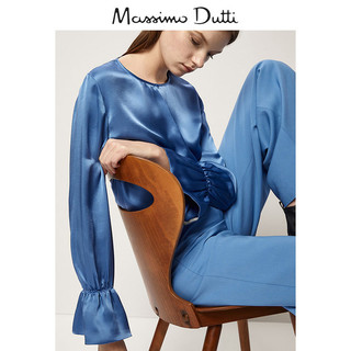 Massimo Dutti 05171689420 女士荷叶边饰丝质罩衫 42
