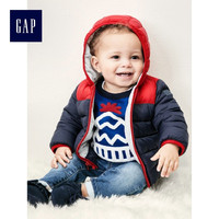 Gap 盖璞 男婴儿 PrimaLoft宝宝舒适保暖拼色轻盈连帽压线棉服 海军蓝色 80