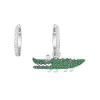 apm MONACO AE10623XKG 不对称纯银镶薄荷绿晶钻 小鳄鱼造型耳环
