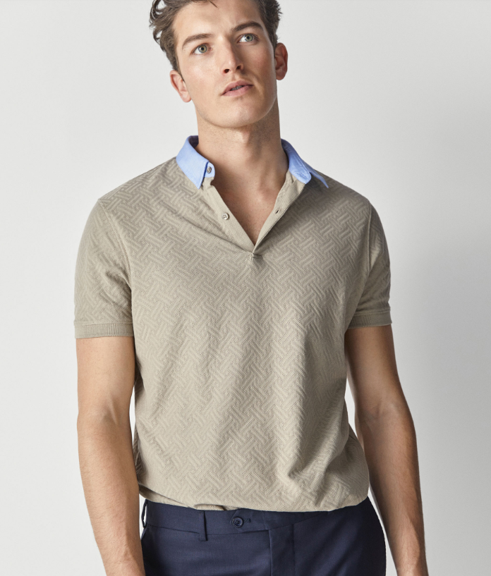 massimodutti00706152706男士棉质纹理polo衫