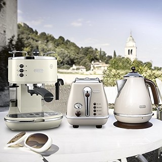 De'Longhi 德龙 Icona Vintage 复古早餐系列 咖啡机+多士炉+电水壶 奶油白