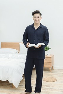  乐肤 男款家居服 M码 藏蓝色