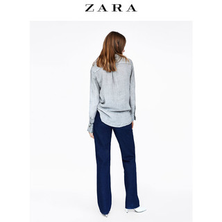 ZARA 08566063802 女士口袋饰亚麻衬衫 XL