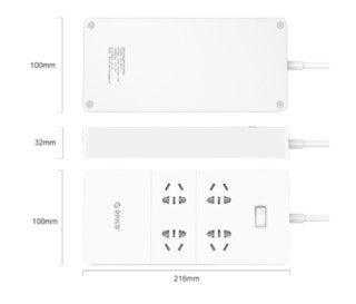 ORICO 奥睿科 HPC-4A5U 智能5口USB数码充电器 1.5米 白色