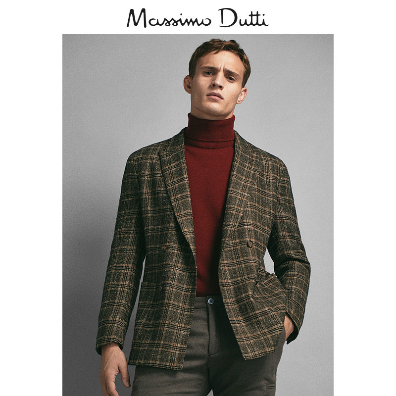 Massimo Dutti 限量版 02016218710 男士格纹羊毛西服