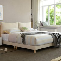 A家家具 DA0120-180 米黄色1.8米床+床垫*1+床头柜*1