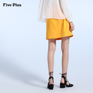 商品five plus新女装百搭纯色单排扣高腰a字短裙半身裙2hf3077730