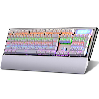 优想 U815 104键 有线机械键盘 银色 国产青轴 混光