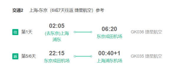 14日10点：上海直飞日本东京6天往返含税