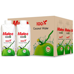 泰国原装进口 玛丽（Malee Coco）NFC天然无添加原味椰子水饮料椰汁果汁 330ml*12瓶