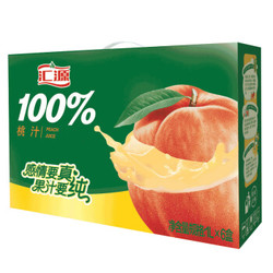 汇源果汁 桃汁果汁饮料 100%桃汁1L*6盒  饮料整箱 *2件