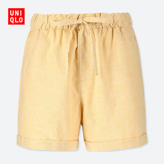 UNIQLO 优衣库 404700 女士棉麻短裤 (浅黄色、M)