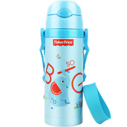 美国费雪婴儿童吸管杯 宝宝学饮杯背带水壶喝水训练杯子420ML 蓝色 *3件