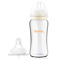 Ameda 阿美达 宽口径玻璃奶瓶（配S号和M号奶嘴各1个）240ml