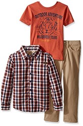 LEE Boys 3 Piece Button Down Shirt, Graphic Te