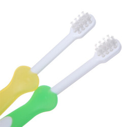 贝亲 (Pigeon) 牙刷 婴儿牙刷 婴儿训练牙刷 儿童牙刷 柔软刷毛 3阶段训练牙刷 绿色+黄色  1-3岁 进口 10852 *3件