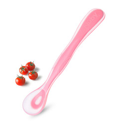 努比（Nuby）儿童餐具 婴儿勺子硅胶辅食勺 新生儿软勺 自然乳感硅胶汤勺 红 美国品牌 *7件