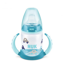NUK寬口徑PP兩用學飲鴨嘴杯嬰兒兒童寶寶喝水杯150ml(裝上奶嘴可作奶瓶)男寶寶款(圖案隨機) *3件